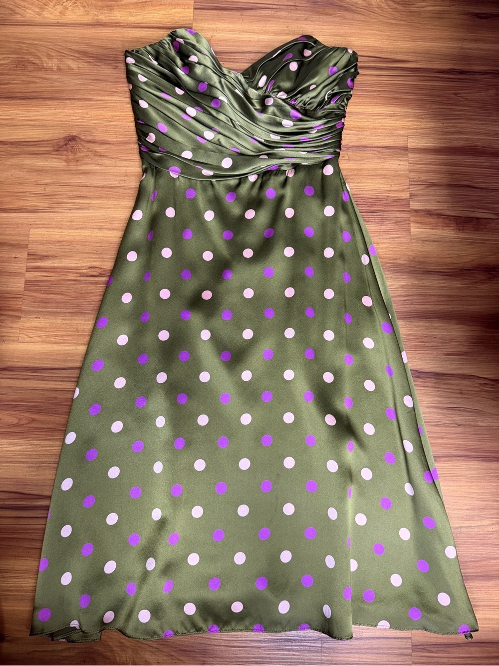 Betsy Johnson Vintage Polka Dot Ruched Satin Dress Size 6
